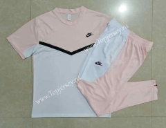 2022-2023 Nike White&Pink Short-Sleeved Thailand Soccer Tracksuit-815