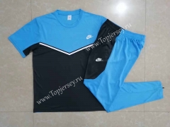 2022-2023 Nike Black&Blue Short-Sleeved Thailand Soccer Tracksuit-815
