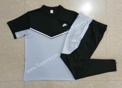 2022-2023 Nike Gray&Black Short-Sleeved Thailand Soccer Tracksuit-815