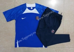 2022-2023 Paris SG Camouflage Blue Short-sleeved Thailand Soccer Tracksuit With Hat-815