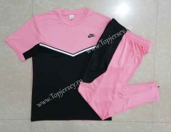 2022-2023 Nike Black&Pink Short-Sleeved Thailand Soccer Tracksuit-815