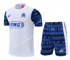 2022-2023 Olympique de Marseille White&Blue Thailand Training Soccer Uniform-4627