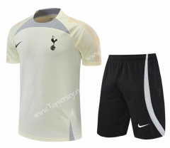 2022-2023 Tottenham Hotspur Light Yellow Thailand Training Soccer Uniform-4627