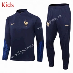 2022-2023 France Royal Blue Kids/Youth Soccer Tracksuit-411