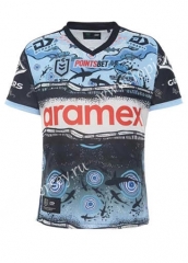 2022-2023 Native Version Sharks Light Blue&Black Thailand Rugby Shirt