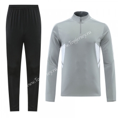 Gray Thailand Soccer Tracksuit-LHB02