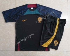 2022-2023 Portugal Black Short-Sleeved Thailand Soccer Tracksuit-815