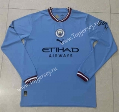 2022-2023 Manchester City Home Blue LS Thailand Soccer Jersey AAA-818