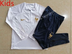 2022-2023 France White Kids/Youth Soccer Tracksuit-815