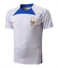 2022-2023 France White Short-Sleeved Thailand Soccer Tracksuit Top-815