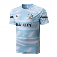 2022-2023 Manchester City Light Blue Short-sleeved Thailand Soccer Tracksuit Top-815