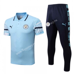 2022-2023 Manchester City Light Blue Thailand Polo Uniform-815