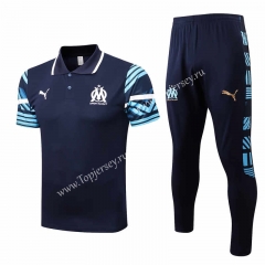 2022-2023 Olympique de Marseille Royal Blue Thailand Polo Uniform-815