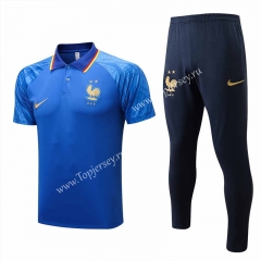 2022-2023 France Camouflage Blue Thailand Polo Uniform-815