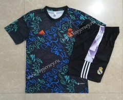 2022-2023 Real Madrid Gray&Blue Short-Sleeve Thailand Soccer Tracksuit-815