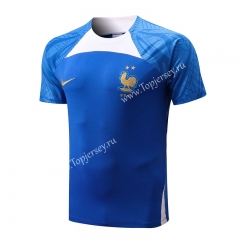 2022-2023 France Camouflage Blue Short-Sleeved Thailand Soccer Tracksuit Top-815