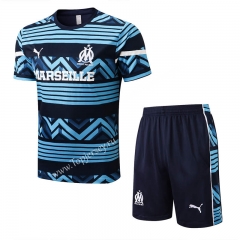 2022-2023 Olympique de Marseille Royal Blue Short-sleeved Thailand Soccer Tracksuit-815