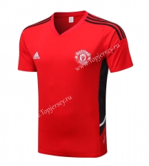2022-2023 Manchester United Red Short-sleeve Thailand Soccer Tracksuit Top-815