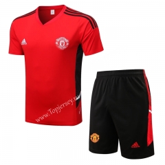 2022-2023 Manchester United Red Short-sleeve Thailand Soccer Tracksuit-815