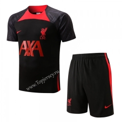 2022-2023 Liverpool Black Short-sleeved Thailand Soccer Tracksuit-815