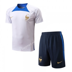 2022-2023 France White Short-Sleeved Thailand Soccer Tracksuit-815