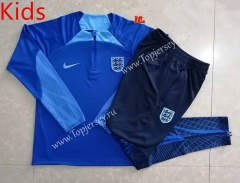 2022-2023 England Camouflage Blue Kid-Youth Soccer Tracksuit-815