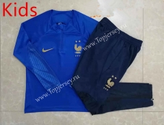 2022-2023 France Camouflage Blue Kids/Youth Soccer Tracksuit -815