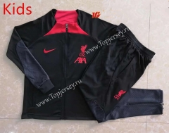 2022-2023 Liverpool Black Kids/Youth Soccer Jacket Uniform-815