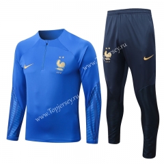 2022-2023 France Camouflage Blue Thailand Soccer Tracksuit-815