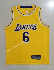 2022-2023 Hot-press Los Angeles Lakers Yellow #6 NBA Jersey-815