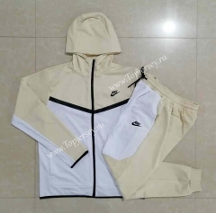 2022-2023 White&Khaki Thailand Soccer Jacket Uniform With Hat-815