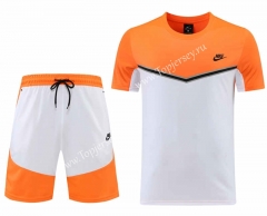 2022-2023 Nike Orange&White Short-Sleeved Thailand Soccer Tracksuit-LH