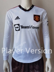 Player Version 2022-2023 Manchester United Away White LS Thailand Soccer jersey AAA-807