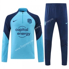 2022-2023 Atletico Madrid Light Blue Thailand Soccer Tracksuit-CS