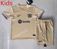 2022-2023 Barcelona Away Gold Kid/Youth Soccer Uniform-507