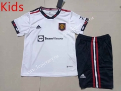 2022-2023 Manchester United Away White Kids/Youth Soccer Uniform-507