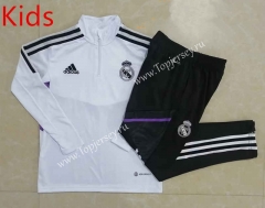 2022-2023 Real Madrid White Kids/Youth Soccer Tracksuit-815