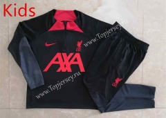 2022-2023 Liverpool Black Kids/Youth Soccer Tracksuit Uniform-815