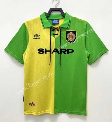 Retro Version 1992-1994 Manchester United Away Yellow&Green Thailand Soccer Jersey AAA-811