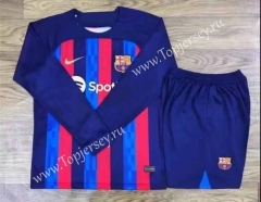 2022-2023 Barcelona Home Red&Blue LS Soccer Uniform-709
