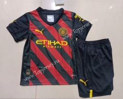 2022-2023 Manchester City Away Red&Black Kid/Youth Soccer Uniform