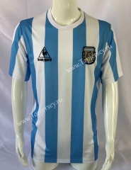 Retro Version 1986 Argentina Home Blue and White Thailand Soccer Jersey AAA-503