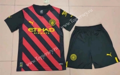 2022-2023 Manchester City Away Red&Black Soccer Uniform-718