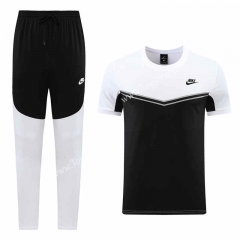 2022-2023 Nike Black&White Short-Sleeved Thailand Soccer Tracksuit-LH
