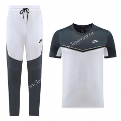2022-2023 Nike Dark Gray&White Short-Sleeved Thailand Soccer Tracksuit-LH