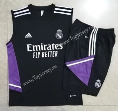 2022-2023 Real Madrid Black Thailand Soccer Vest Tracksuit -815