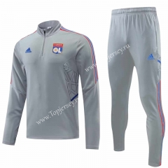 2022-2023 Olympique Lyonnais Light Gray Thailand Soccer Tracksuit-4627