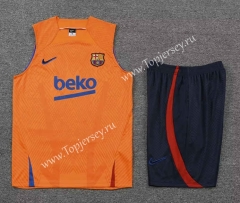 2022-2023 Barcelona Orange Thailand Soccer Vest Tracksuit -4627