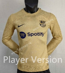 Player Version 2022-2023 Barcelona Away Gold LS Thailand Soccer Jersey AAA-9380
