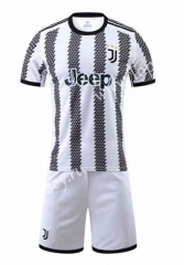 ( Without Brand Logo ) 2022-2023 Juventus Home Black&White Soccer Uniform-6253